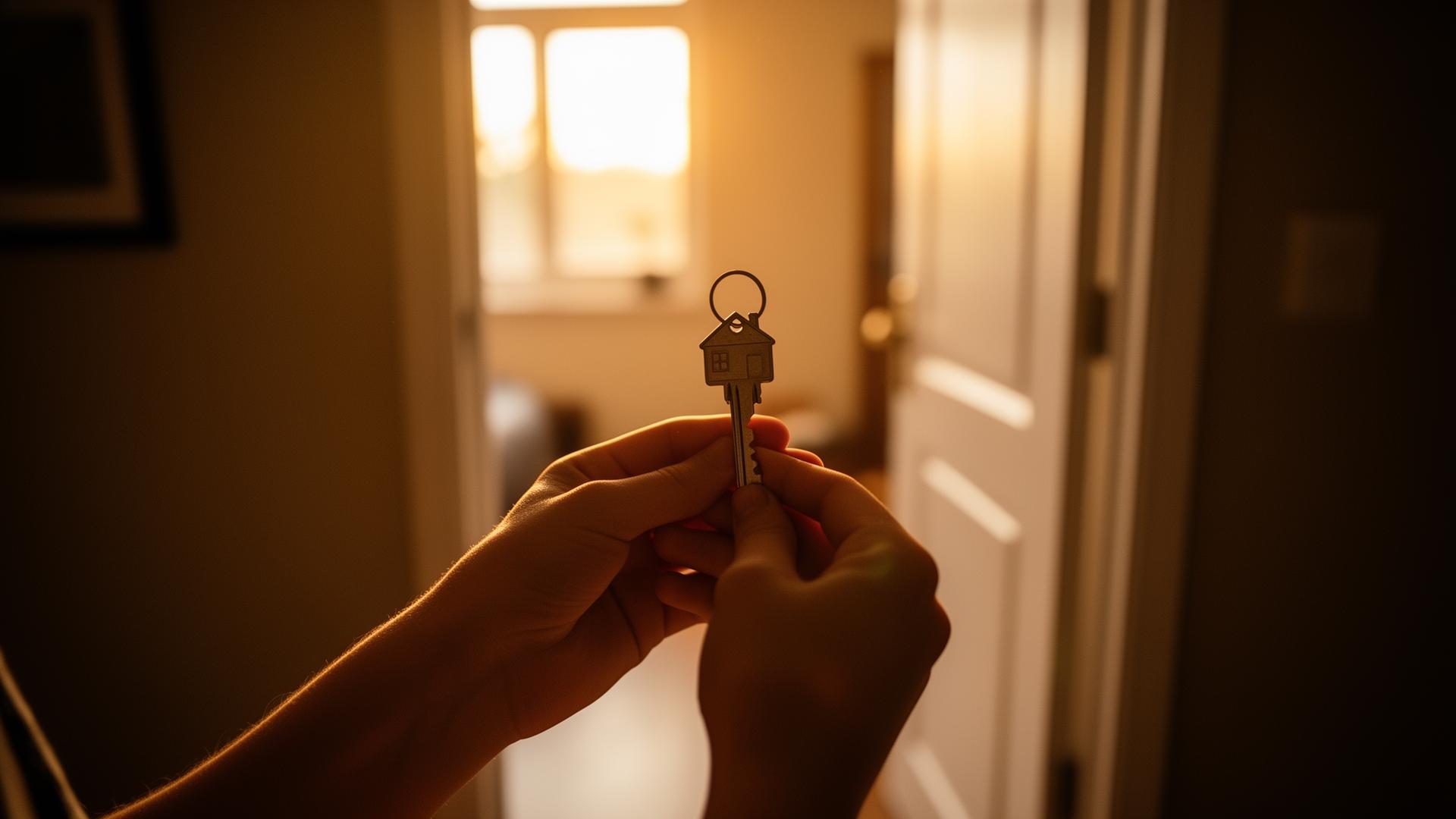 A young person with the key to her first apartment